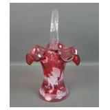 Fenton Cranberry Mary Gregory Basket