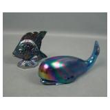 Two Fenton Iridised Art Glass Figurines