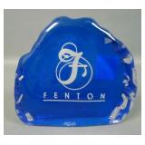 Fenton Crysta/ Blue Logo Paperweight