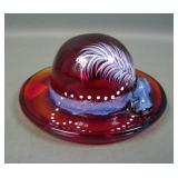 Fenton Ruby Red Feather Decorated Hat