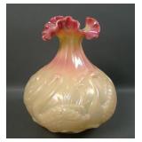 Fenton Glossy Burmese Sawn Vase