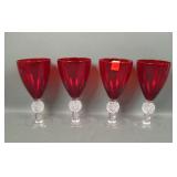 Four Morgantown Red Golf Ball Goblets