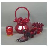 Four Piece Ruby Red Glass Lot