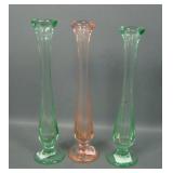 Three Fenton Depression Era Swing Bud Vases