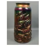 Fenton Blue iridised Mayflower Ship Vase