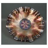 Fenton Amethyst Ribbon Tie 3/1 Edge Bowl