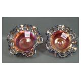 Two Fenton Red Two Row OE Ruffled Baskets