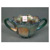 Rare Fenton Green Peacock Tail Breakfast Sugar