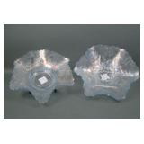 Two Fenton White/ Lt Blue Tint Carnival Glass