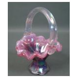 Fenton Iridised Plum Opal Mini Basket