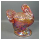 LE Smith Amberina Carnival Glass Turkey Candy Dish