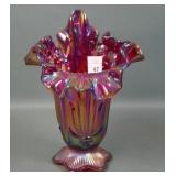 Fenton Red Carnival Glass Cactus JIP Vase