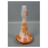 Emile Galle Cameo Art Glass Fuchsia Vase