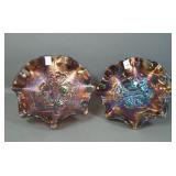 Two Imperial Amethyst Pansy Ruffled Bowls