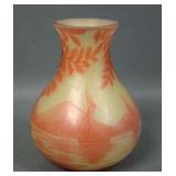 J Michel Paris Cameo Art Glass Cabinet Vase