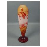 Emile Galle Cameo Art Glass Floral Decorated Vase