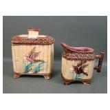 Thomas Forester Majolica Covered Creamer & Sugar