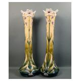 Two Fantastic Majolica Art Noveau Floor Vases