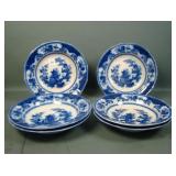 Six Ridgeway English Flow Blue "Peking" Soup Bowls