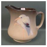 Glossy Gray Cider Pitcher with Heron Decoration
