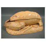 Antique Yellowware Fugural Lobster Match Safe