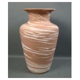 Evans Pottery Tan & White Missouri Swirl Vase