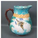 Antique Majolica Decorated Heron Pitcher