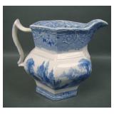 1800's J.Mayer Blue & White Transfer Creamer
