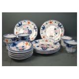 English Flow Blue Gaudy Welsh Urn Flower Items