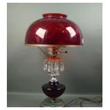 Mid Century Modern Cranberry Electric Table Lamp
