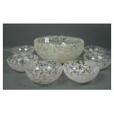 Victorian Glass 7 Pc Spatter Glass Berry Set
