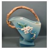 Roseville Art Pottery Blue Apple Blossom Basket
