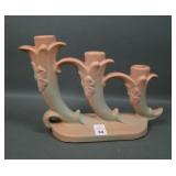 Weller Art Pottery White Rose Triple Candelholder