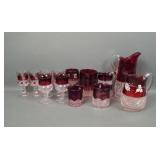 13 Piece Victorian Ruby Glass Lot