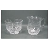 Two Wedgewood Etched Crystal Sugar & Creamer