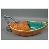 Signed Minton Majolica Figural Boat Spoon Warmer