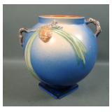 Roseville Blue Pinecone Large Ftd Ball Vase