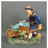 1873 Minton Majolica & Wheel Barrow Man Figurine