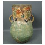 Roseville Pottery Green Blackberry Handled Vase