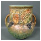 Roseville Pottery Green Blackberry Handled Vase
