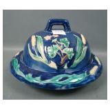 George Jones? Majolica Blue Decorated Muffin Dish