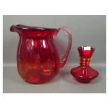 Two Piece MCM Ruby Red Glass Lot