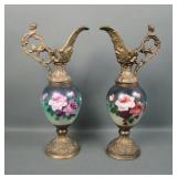 Pair of Decorated Victorian Bolted Ewers