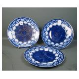 Three English Flow Blue Plates