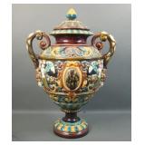 Rorstrand Sweden Majolica Monumental Covered Urn