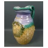 Adams & Bromley Majolica Rams Head Water Pitcher