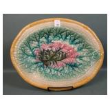 Large Antique Majolica Begonia Leaf Platter