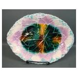 Adams & Bromley Majolica Multi Colored Leaf Plattr
