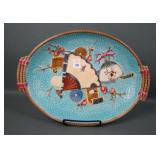 Simon Fielding Majolica Lg Handled Decorated Tray