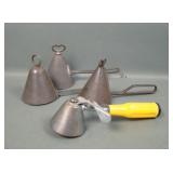 Lot of Four Antique Cone Shape Ice Cream Scoops